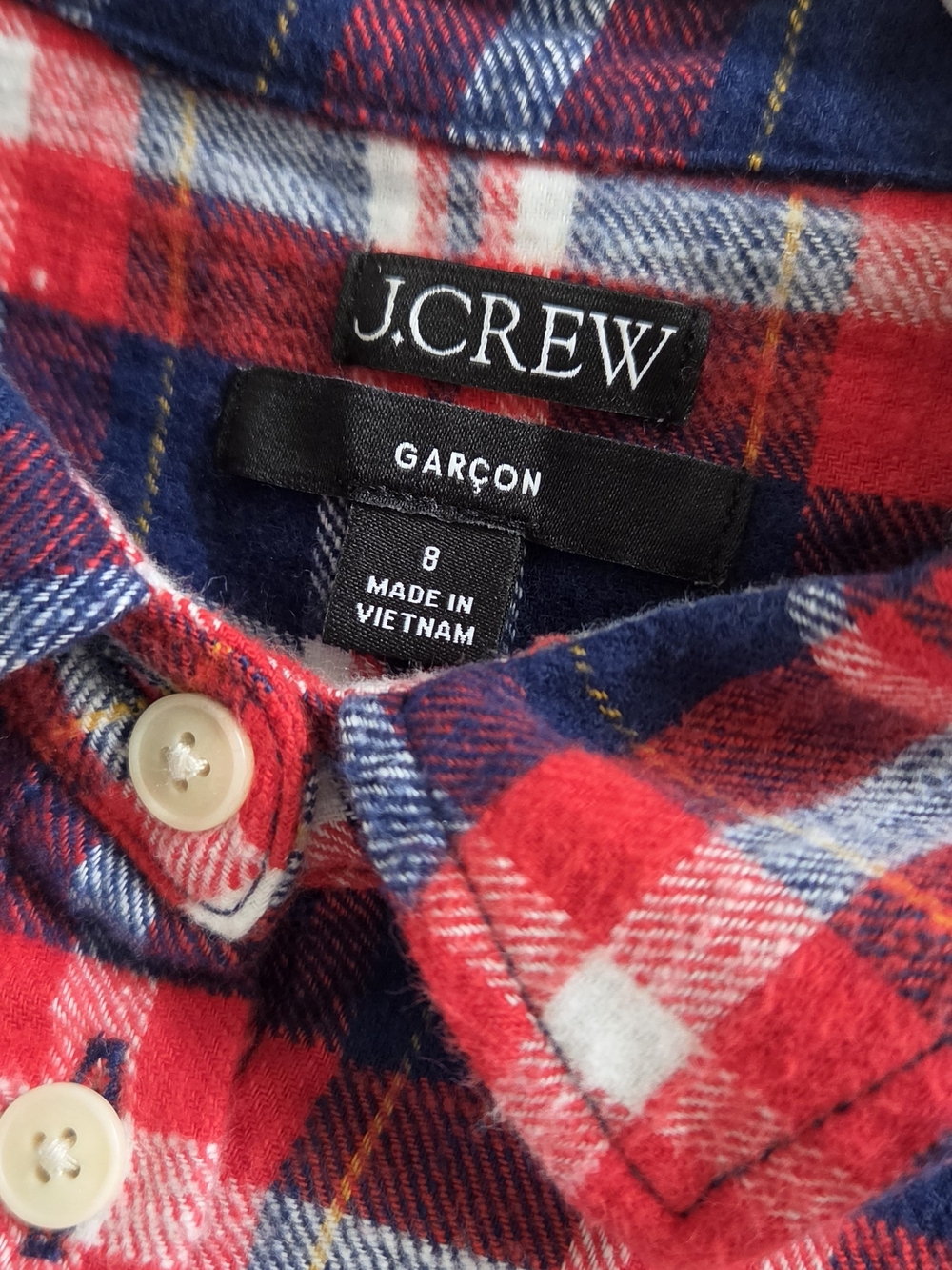 J. Crew Red and Navy Plaid Button-Down Shirt - Picture 2 of 10